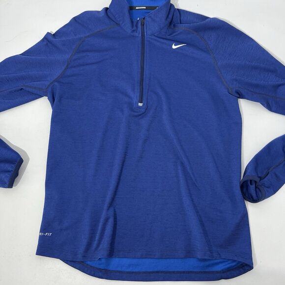 Nike Shirt M Blue Running Wool Half Zip Pullover Cold Weather Performance Wear - Picture 3 of 12